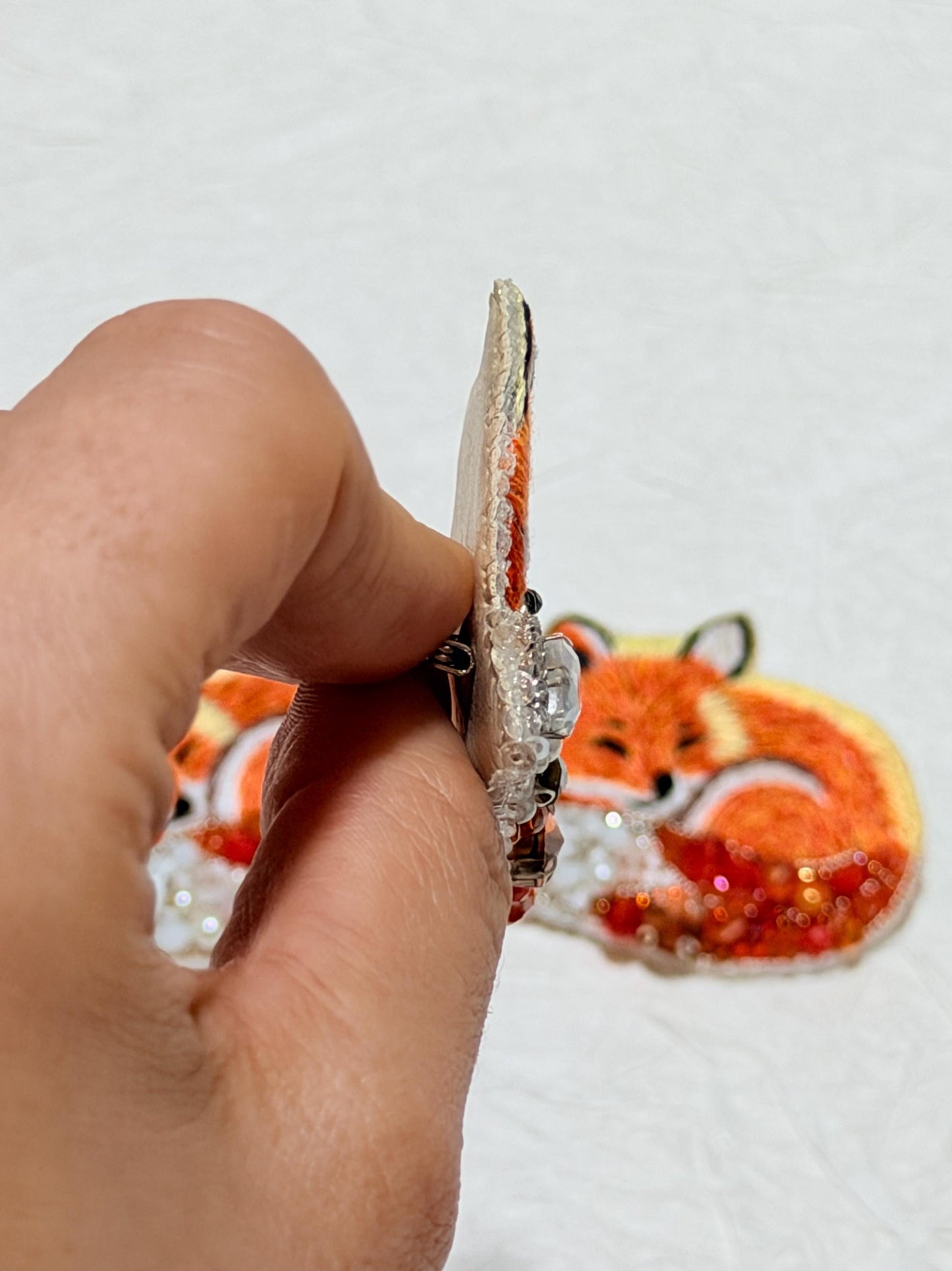 Handmade  Fox Brooch | Beaded & Embroidered Animal Pin
