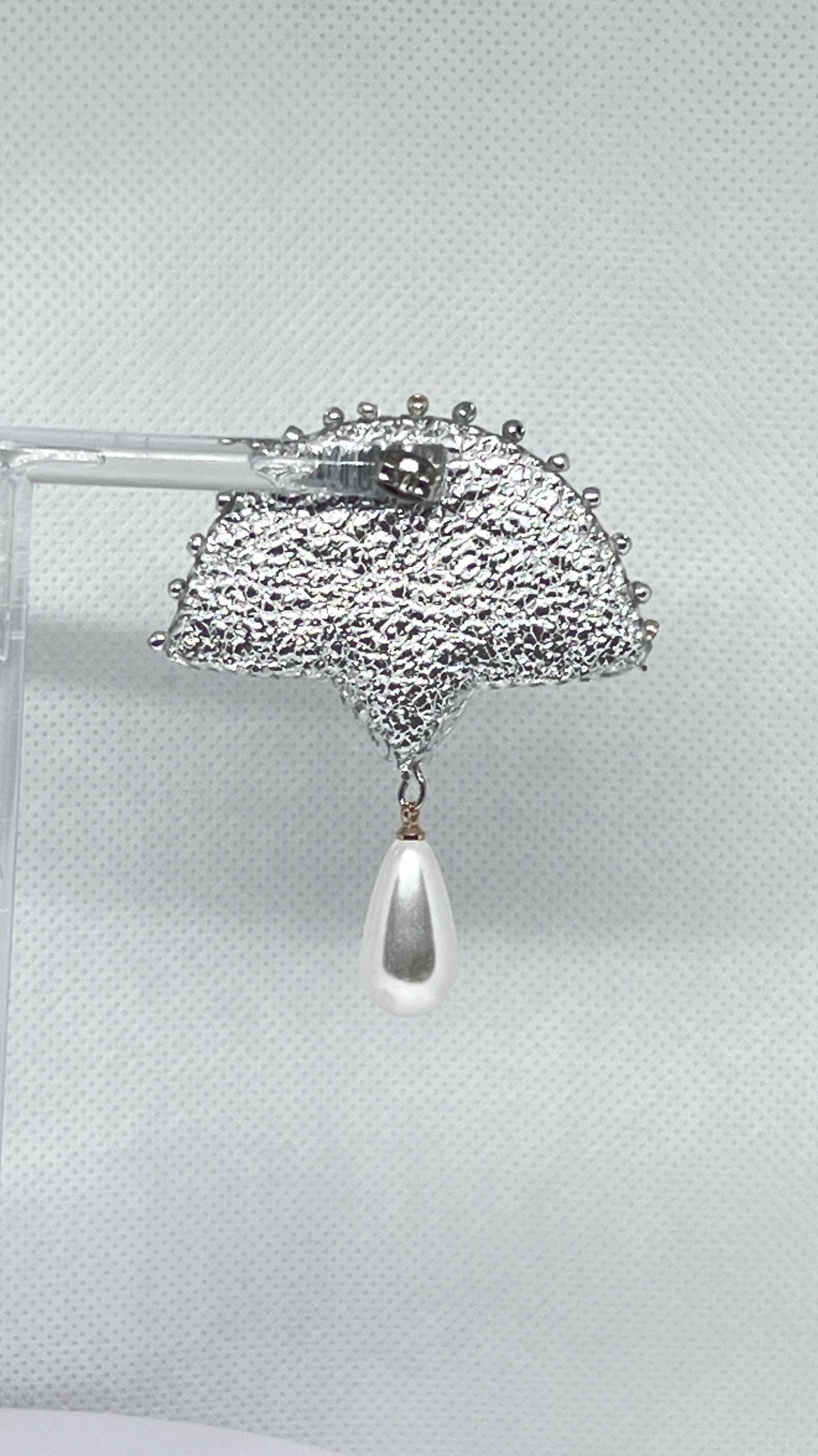 Handmade Pearl Fan Earrings: Crystal Bridal Drop Jewelry
