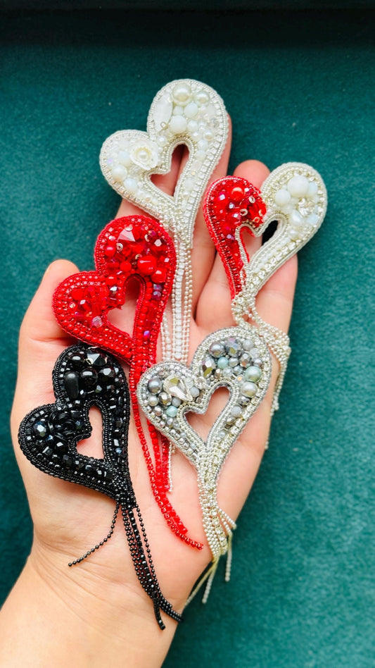 Handmade Beaded Heart Brooch: Romantic Valentine's Day Pin