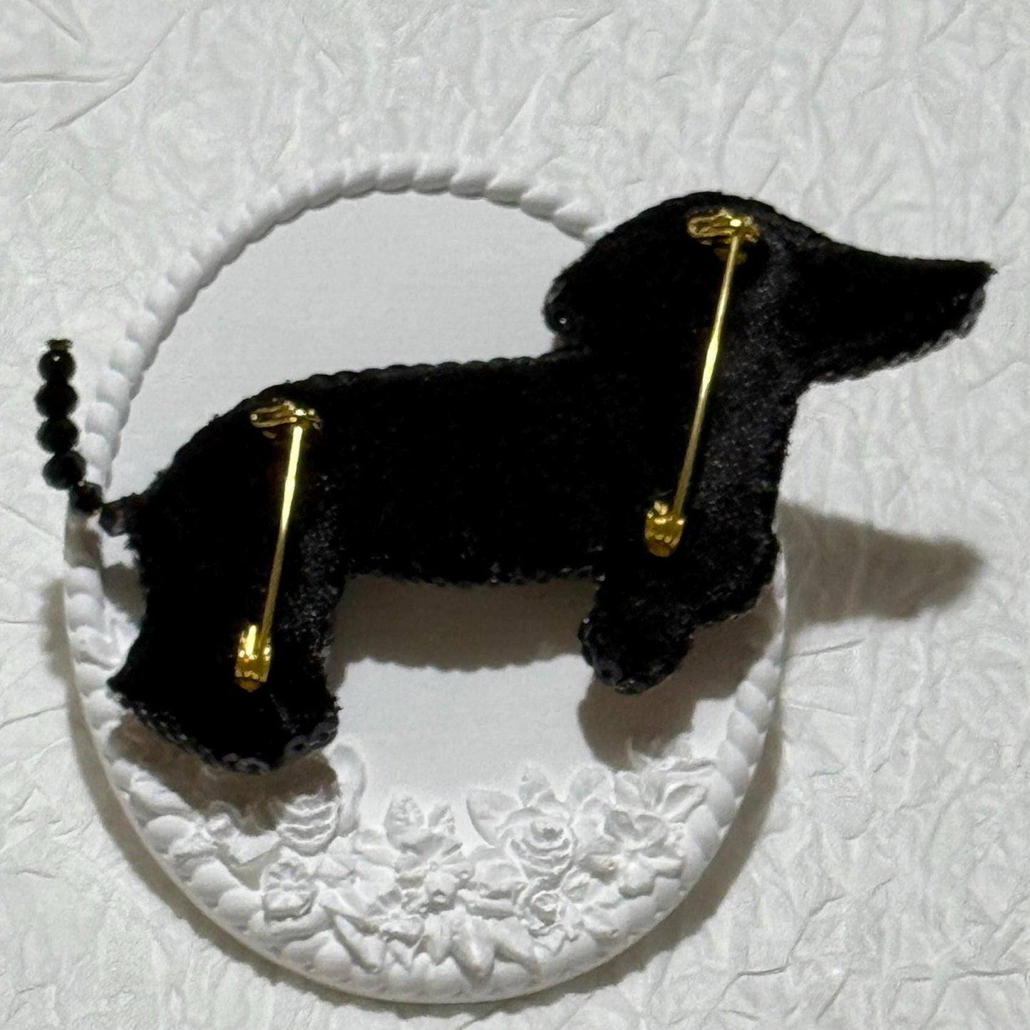 Handmade Beaded Dachshund Brooch: Embroidered Dog Pin, Pet Lover Gift