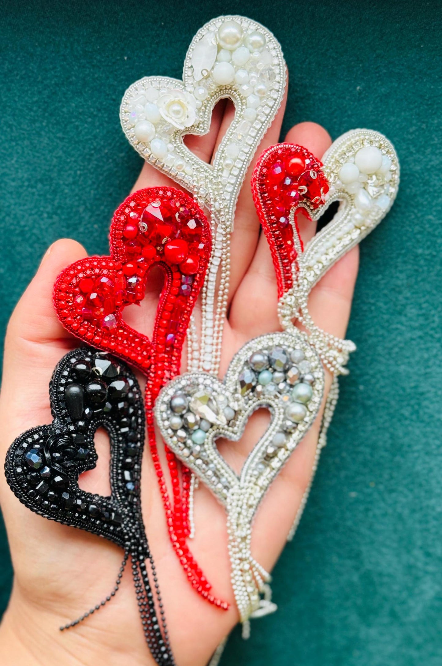 Handmade Beaded Heart Brooch: Romantic Valentine's Day Pin