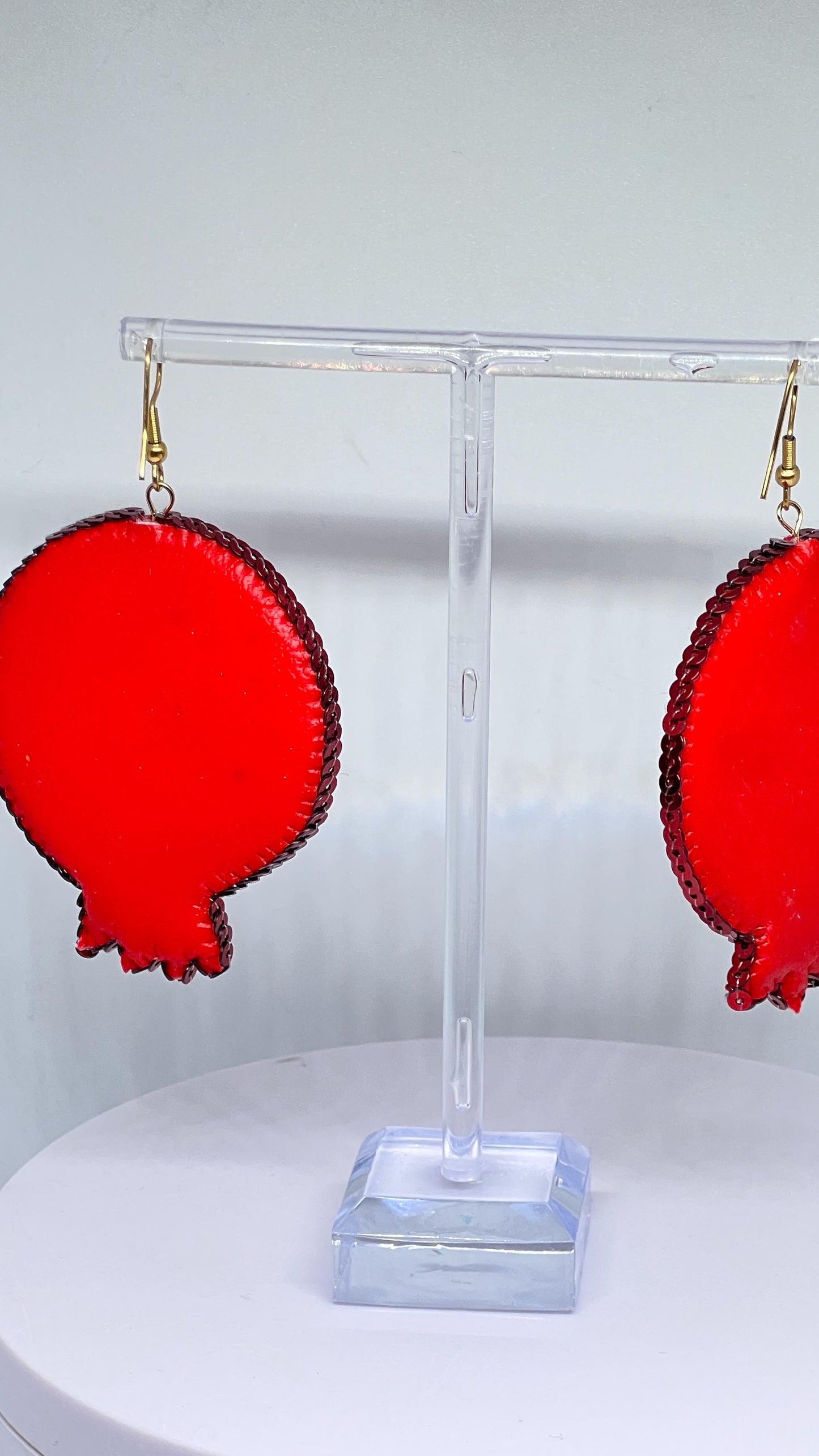 Handmade Beaded Pomegranate Earrings: Statement Fruit Jewelry