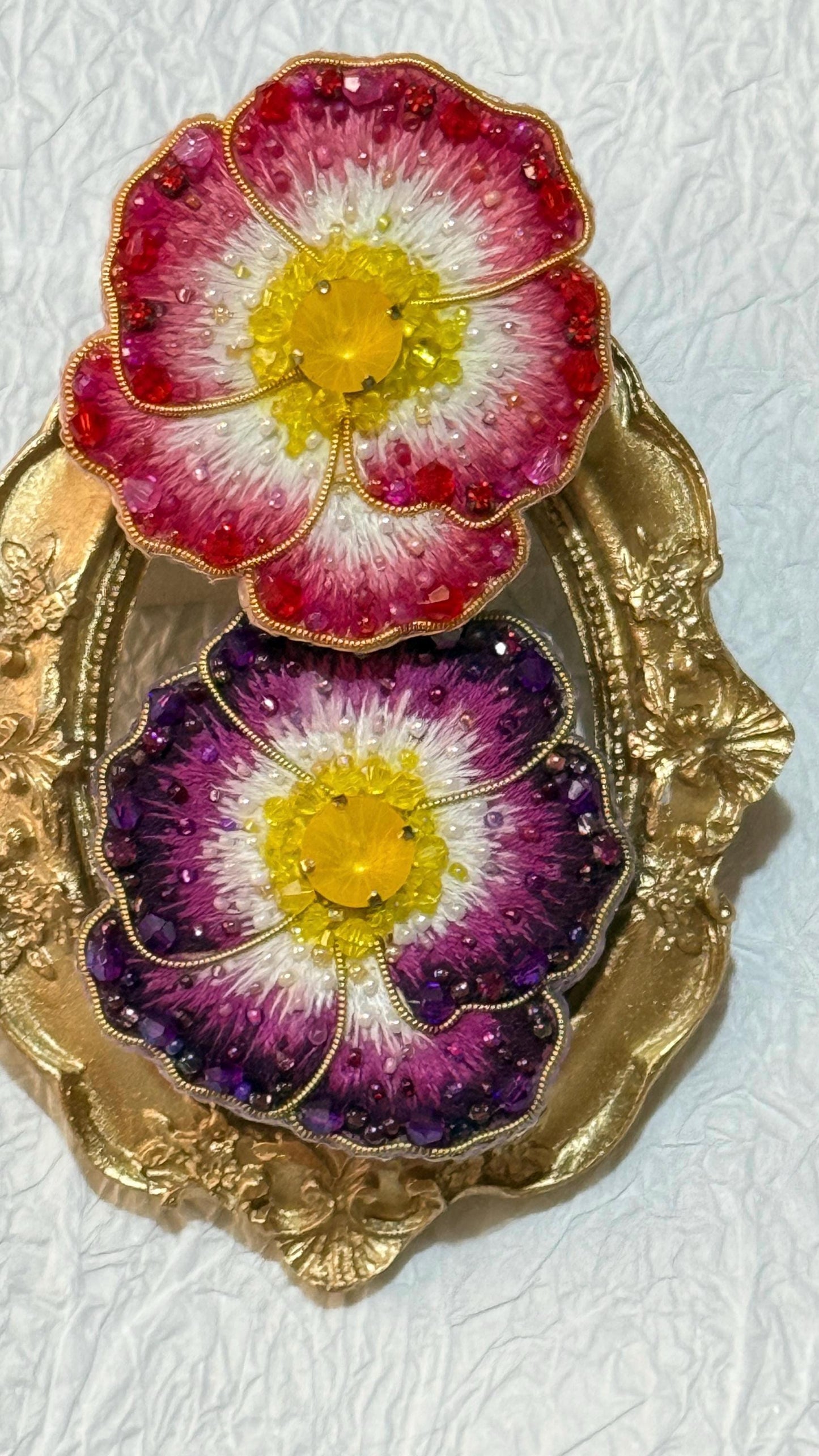 Handmade Beaded Pansy Brooch: Colorful Beadwork Flower Pin
