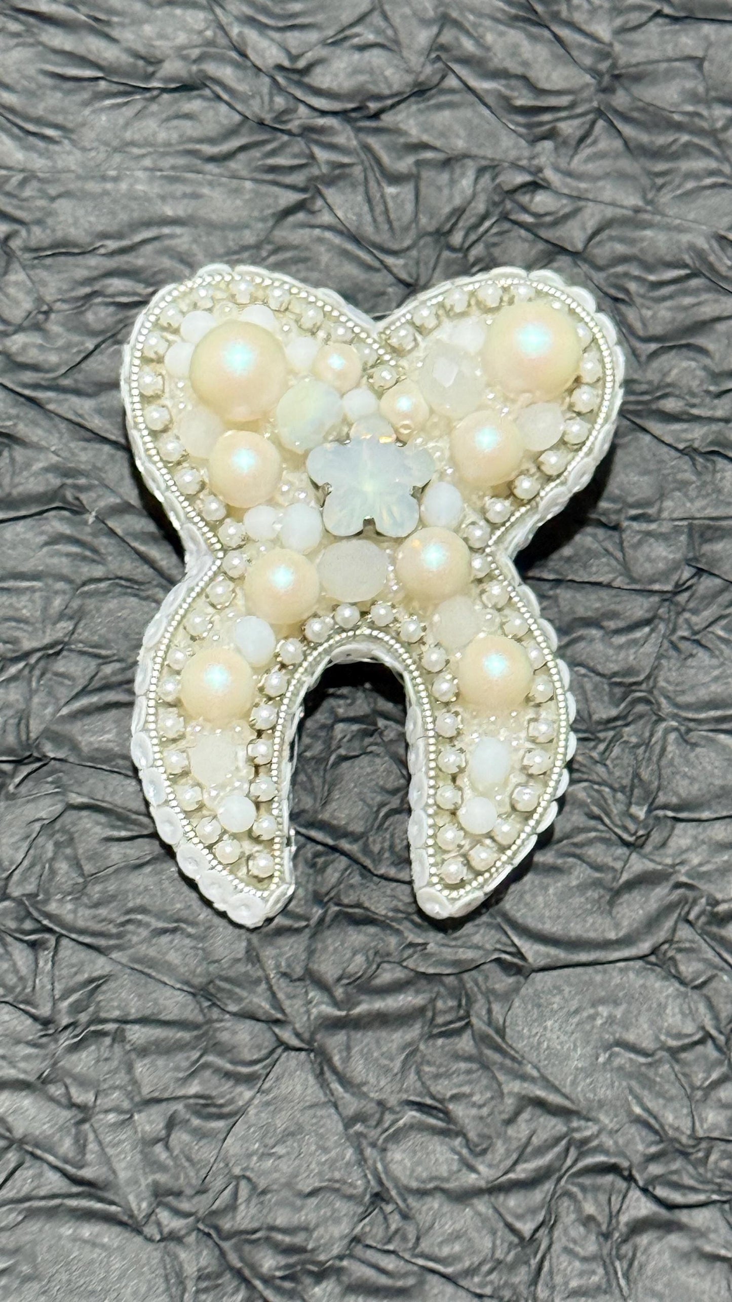 Handmade Beaded Tooth Brooch: Pearl Dentist Gift Pin