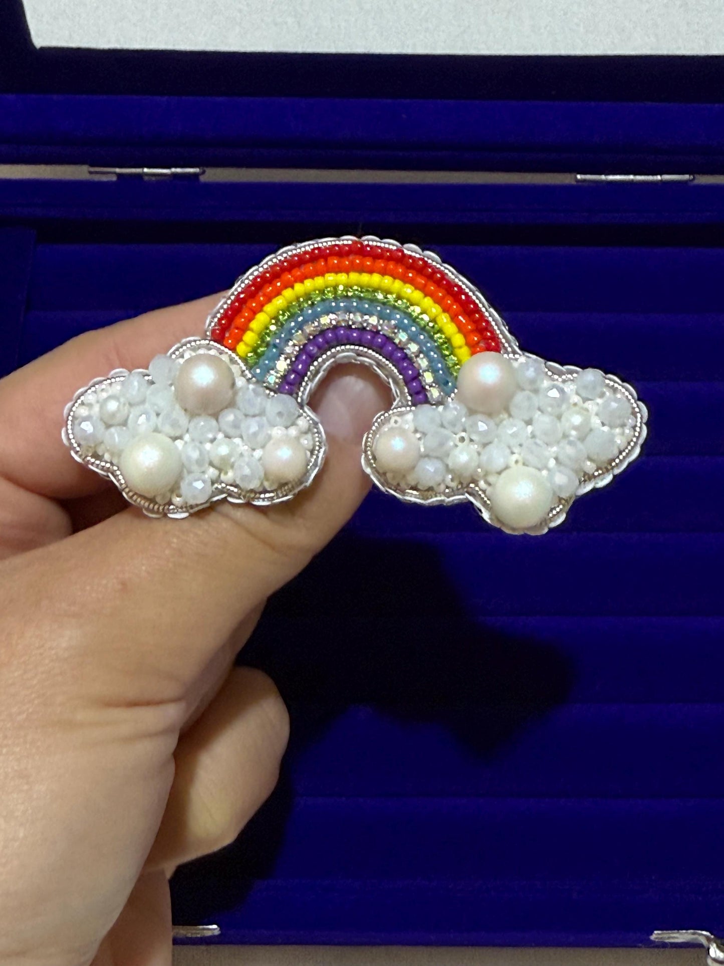 Handmade Beaded Rainbow Brooch – Pearl Cloud LGBTQ Pride Pin