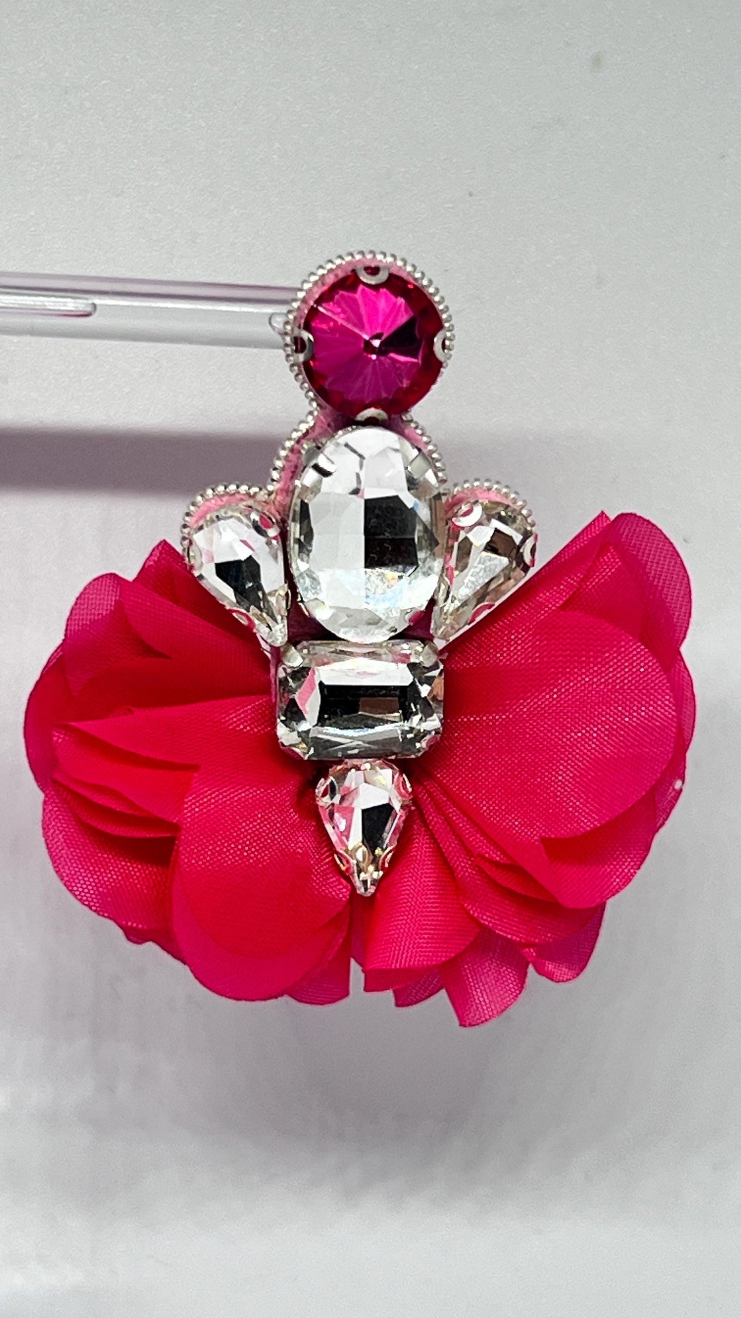 Statement Pink Crystal Flower Earrings – Handmade Glamorous Drop Earrings for Special Occasions
