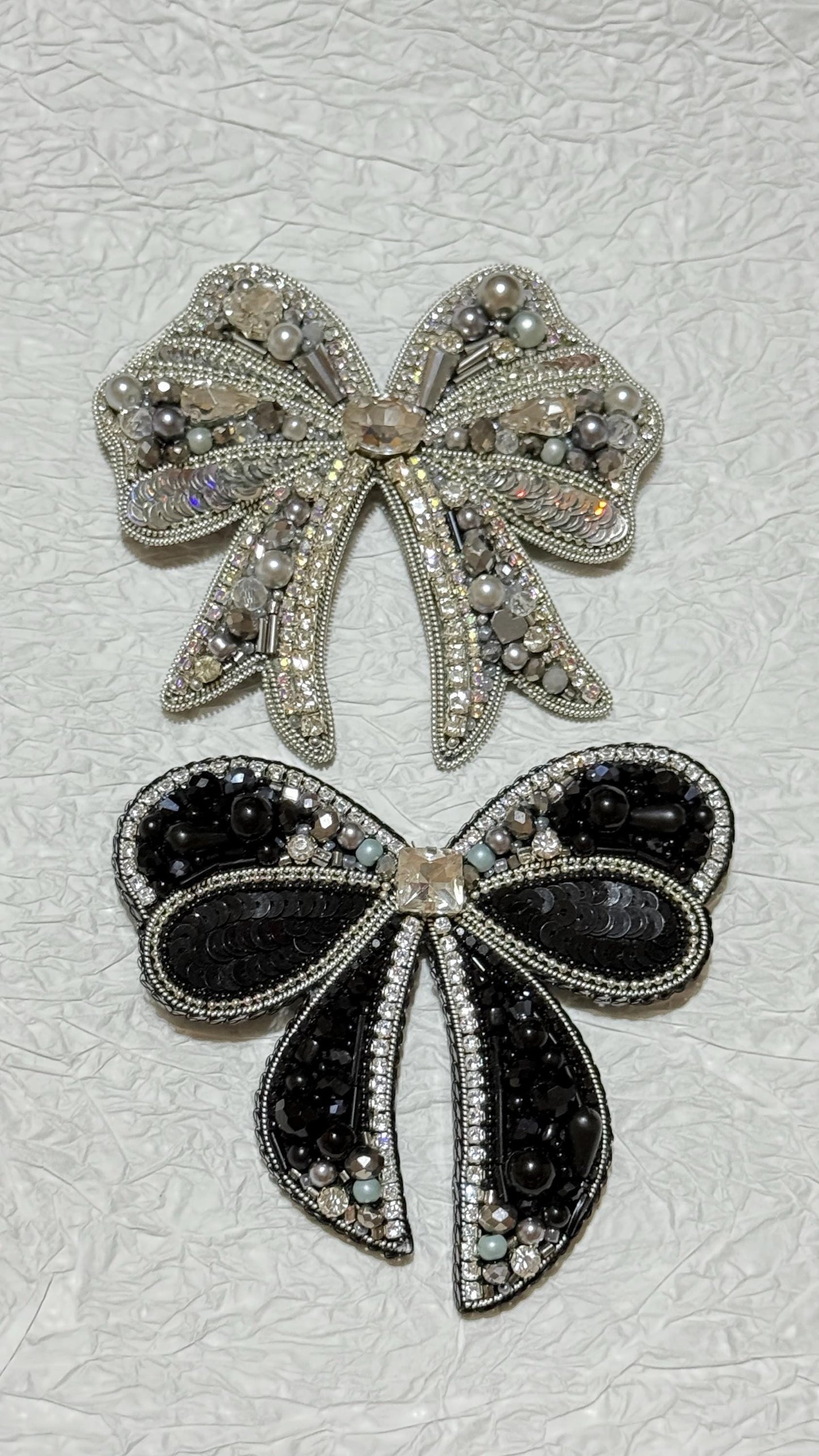 Handmade Beaded Bow Brooch: Crystal Embroidered Statement Jewelry