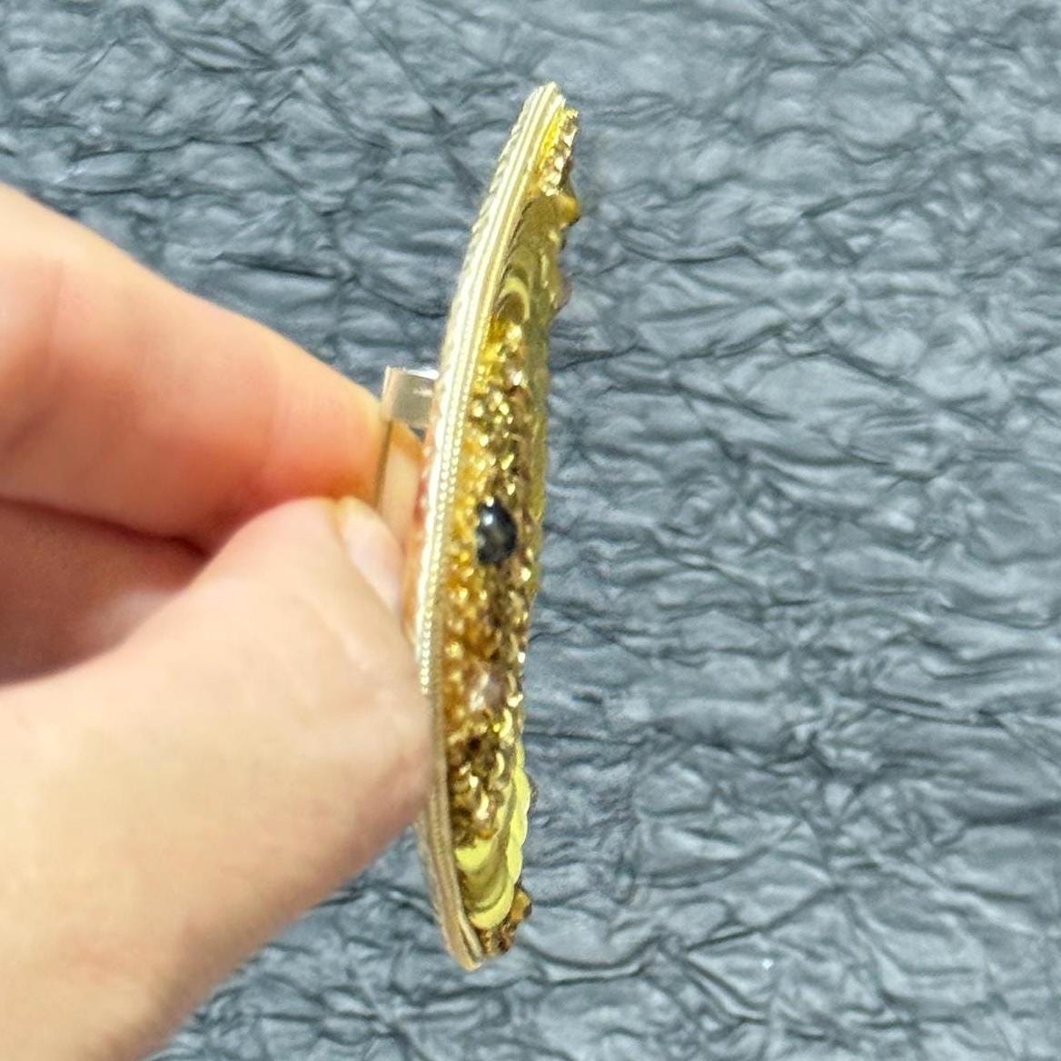 Handmade Beaded Fish Brooch: Gold Sequin Statement Pin