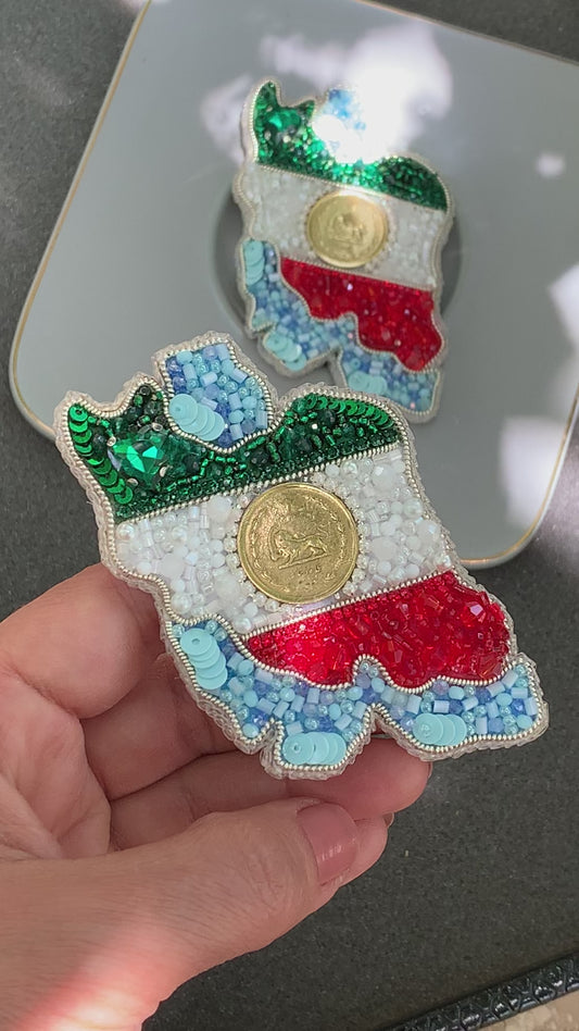 Handmade Iran Flag Brooch
